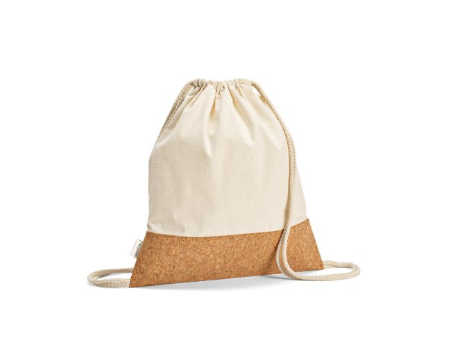 Sacola Tipo Mochila em Algodo Reciclado e Base em Cortia SP92340 (MB11350+14)