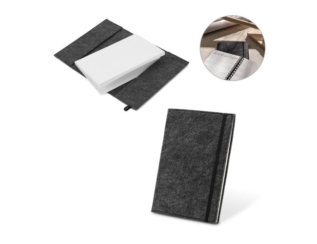 Caderno A5 com Capa em Feltro 100% Reciclado com Pauta 21x15cm SP93636 (MB11450)