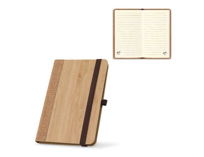 Caderno de Bolso Capa Dura em Folha de Bambu e Cortiça com Pauta 9x14,2cm SP93657 (MB1950)