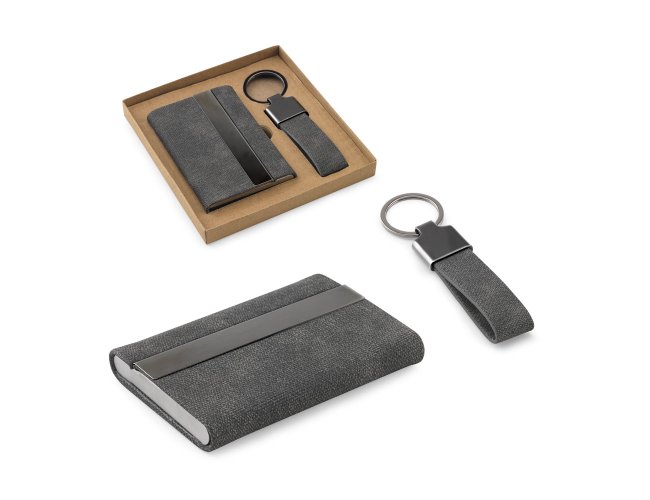 Conjunto Porta-Cartes e Chaveiro em Metal e 30% rPET SP95100 (MB12800+14)