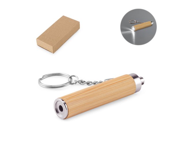 Chaveiro em Bambu e ABS com Lanterna LED SP95108 (MB1425+14)