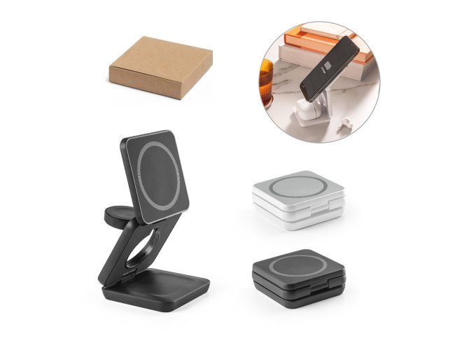 Carregador Magntico Por Induo em ABS 100% Reciclado 3 em 1 SP97169 (MB19900+14.0925)