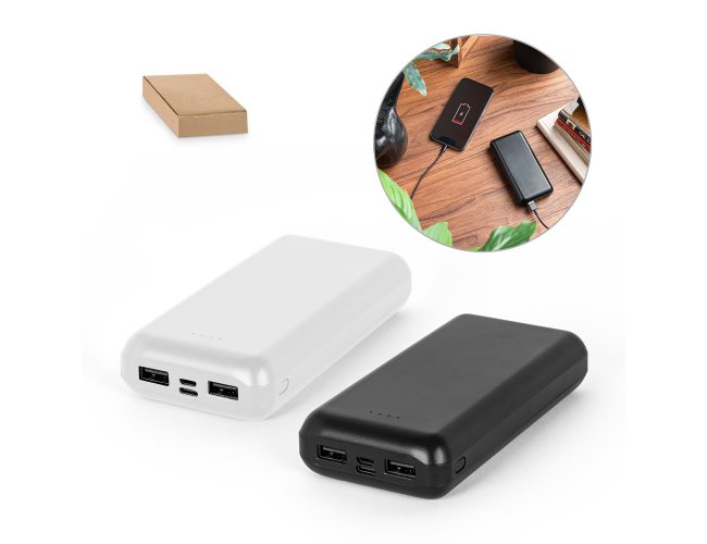 Bateria Portátil 20.000 mAh em ABS 100% Reciclado SP97199 (MB17800+14)