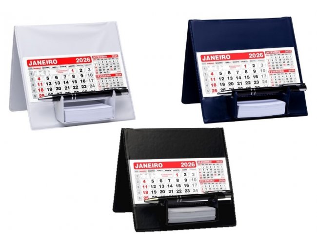 Calendrio de Mesa em PVC com Bloco 15,5x16,5cm - NO ACOMPANHA CANETA LG49L (MB1437.1024)