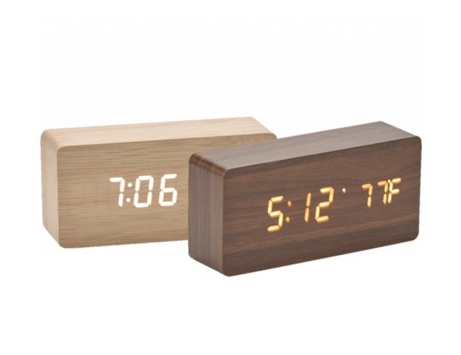 Relgio Despertador de Madeira Com Painel LED XB18563B (MB14358)