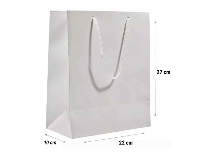 Sacola de Papel Branco 22x27x10cm BPB27 (MB1335)