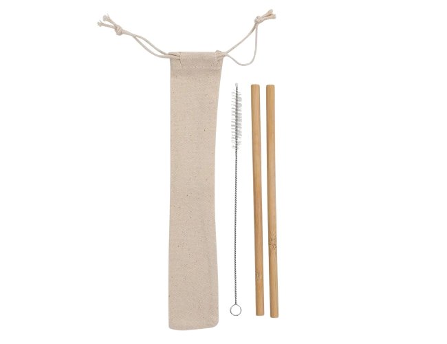 Kit Canudos de Bambu com Escova de Limpeza XB15227 (MB1414)