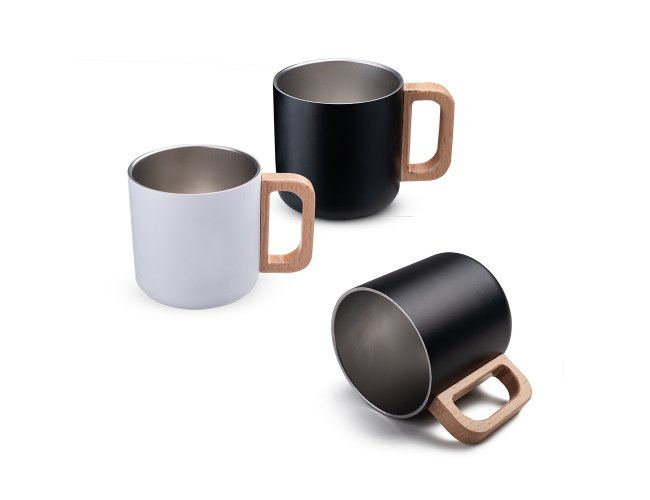 Caneca Trmica com Ala em Madeira 400ml AICA9540 (MB12720+14)