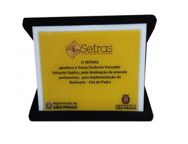 Placa de Homenagem 25x20cm em Acrlico Com Estojo de Veludo